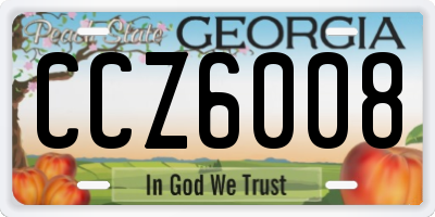 GA license plate CCZ6008