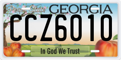 GA license plate CCZ6010