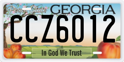 GA license plate CCZ6012
