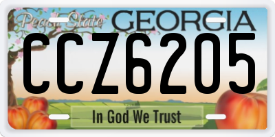 GA license plate CCZ6205