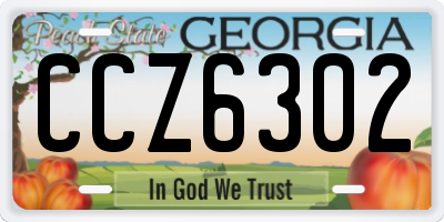 GA license plate CCZ6302