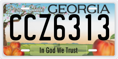 GA license plate CCZ6313