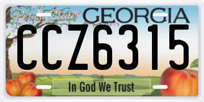 GA license plate CCZ6315