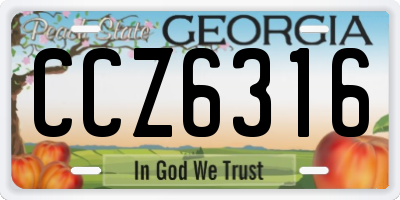 GA license plate CCZ6316