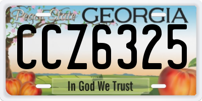GA license plate CCZ6325