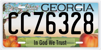 GA license plate CCZ6328