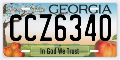 GA license plate CCZ6340