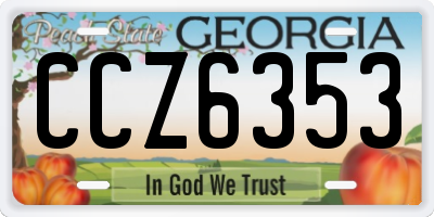 GA license plate CCZ6353