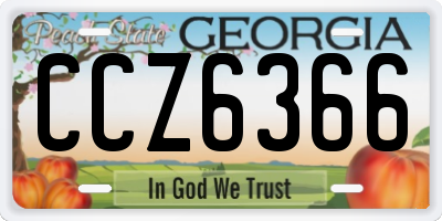 GA license plate CCZ6366