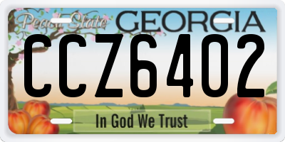 GA license plate CCZ6402