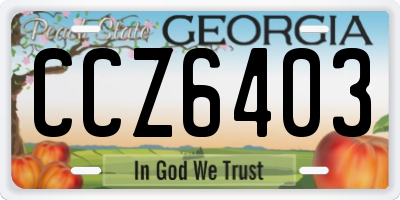 GA license plate CCZ6403