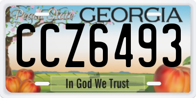 GA license plate CCZ6493
