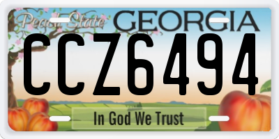 GA license plate CCZ6494