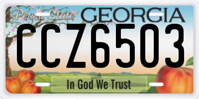 GA license plate CCZ6503