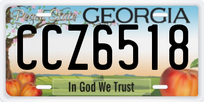 GA license plate CCZ6518