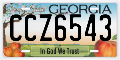GA license plate CCZ6543