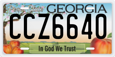 GA license plate CCZ6640