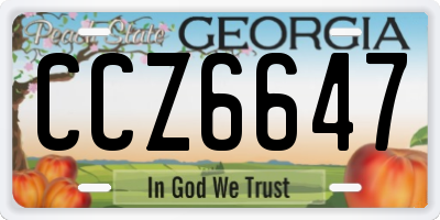 GA license plate CCZ6647