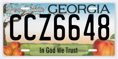 GA license plate CCZ6648