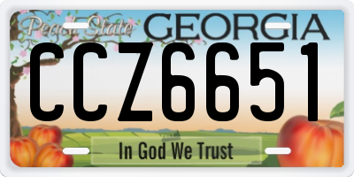 GA license plate CCZ6651