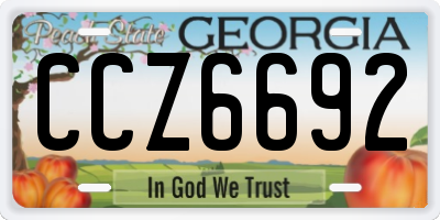 GA license plate CCZ6692