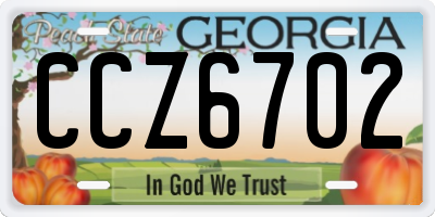GA license plate CCZ6702