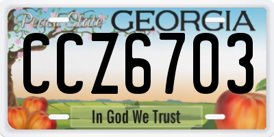 GA license plate CCZ6703