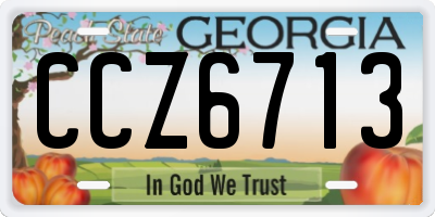 GA license plate CCZ6713
