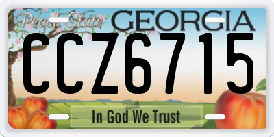 GA license plate CCZ6715