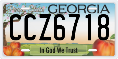 GA license plate CCZ6718