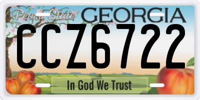 GA license plate CCZ6722