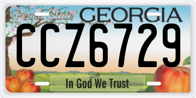 GA license plate CCZ6729