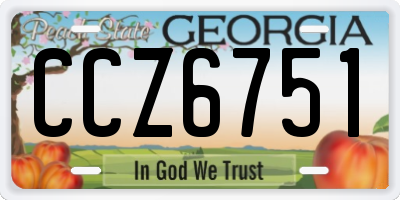 GA license plate CCZ6751