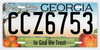 GA license plate CCZ6753