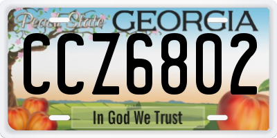 GA license plate CCZ6802
