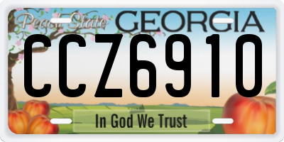 GA license plate CCZ6910