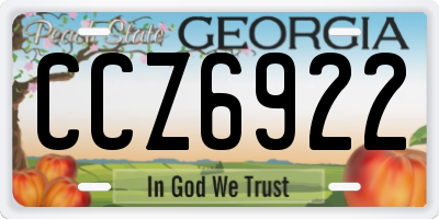 GA license plate CCZ6922