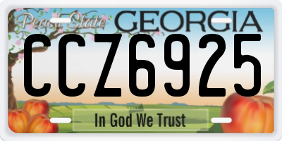 GA license plate CCZ6925