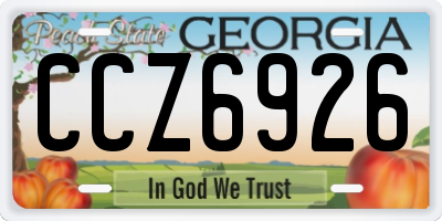 GA license plate CCZ6926