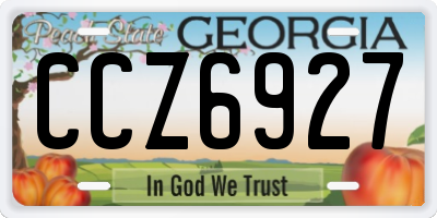 GA license plate CCZ6927