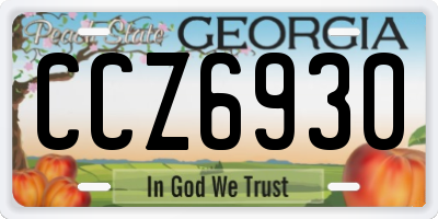 GA license plate CCZ6930