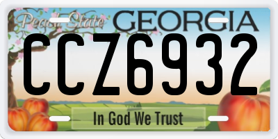 GA license plate CCZ6932