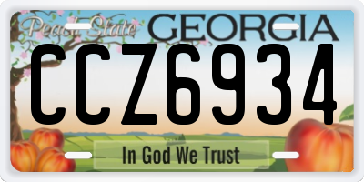 GA license plate CCZ6934