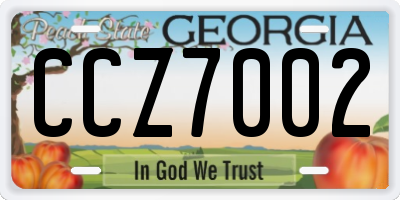 GA license plate CCZ7002