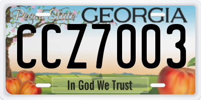 GA license plate CCZ7003