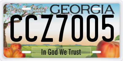 GA license plate CCZ7005