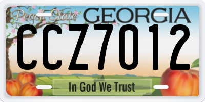 GA license plate CCZ7012