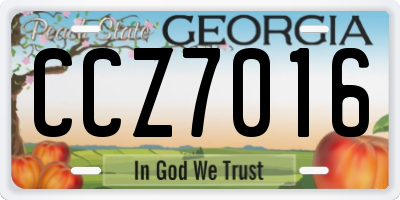 GA license plate CCZ7016