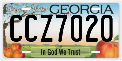 GA license plate CCZ7020