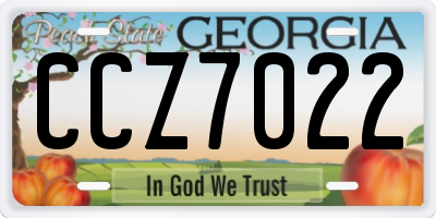 GA license plate CCZ7022